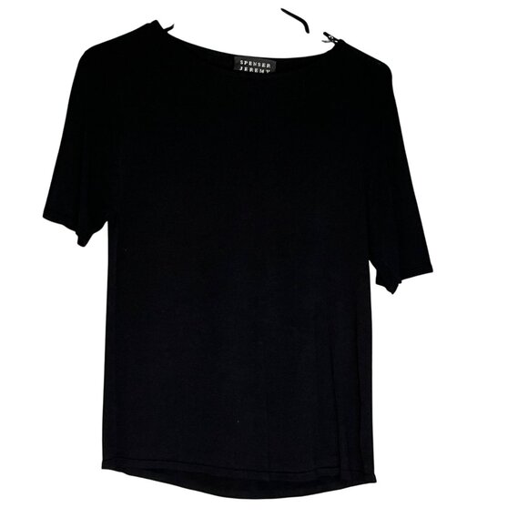 Spenser Jeremy Woman's Black M Top Minimalist Luxe Essential Soft Stretch Silk - Picture 2 of 9